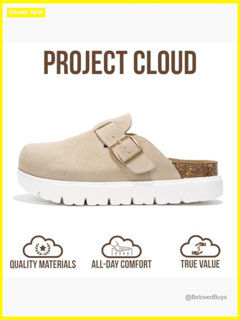 Genuine Leather Platform Clogs - Memory Foam Arch Support Cork Footbed Casual - Picture 4 of 7